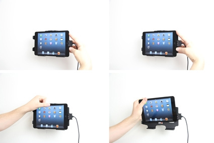 Brodit Aktiv holder med USB-kabel og cigaretadapter, Apple iPad Mini (A1432, A1454, A1455) 