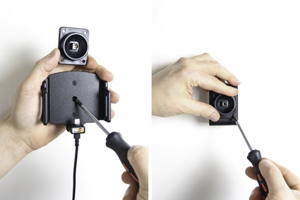 Brodit Aktiv holder med USB-kabel og cigaretadapter, Apple iPhone 11/11 Pro/6 Plus/6S Plus/7 Plus/8 Plus/X/XR/Xs/Xs Max