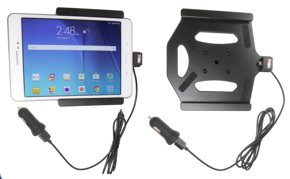 Brodit Aktiv holder med USB-kabel og cigaretadapter, Samsung Galaxy Tab A 8.0 (2015) SM-T350 