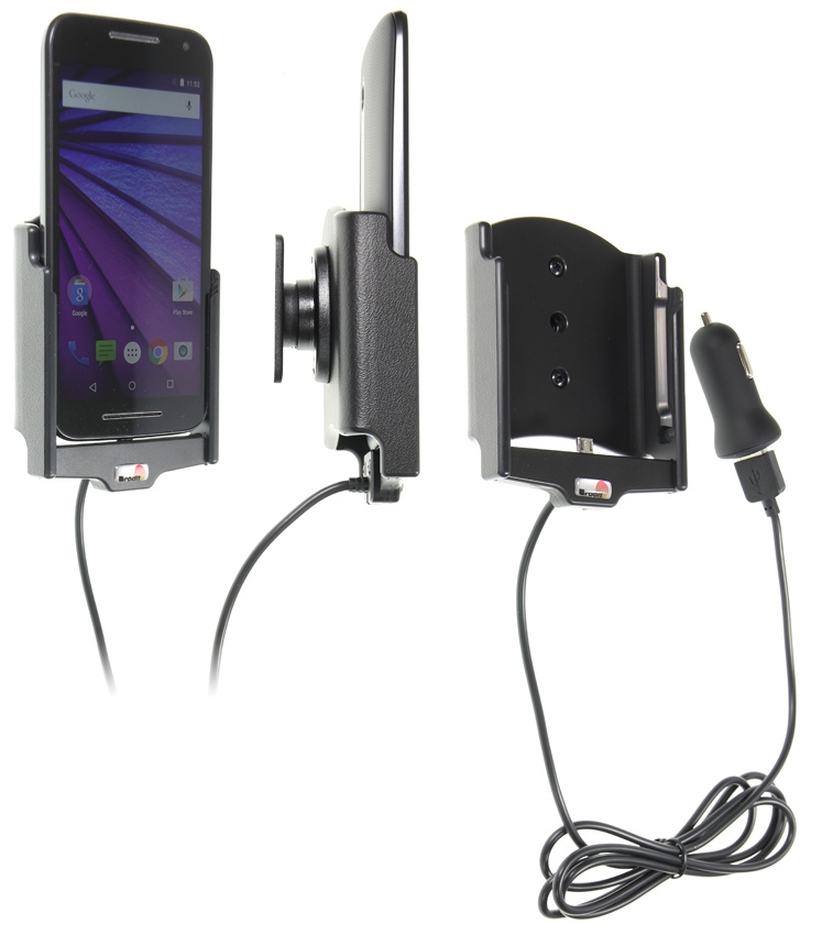 Brodit Aktiv holder med USB-kabel og cigaretadapter, Motorola Moto G (3rd Gen) 
