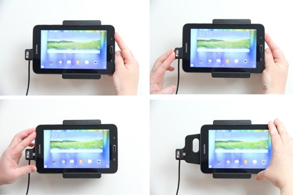 Brodit Aktiv holder med USB-kabel og cigaretadapter, Samsung Galaxy Tab 3 Lite 