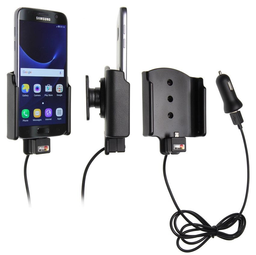 Brodit Aktiv holder med USB-kabel og cigaretadapter, Samsung Galaxy S7 