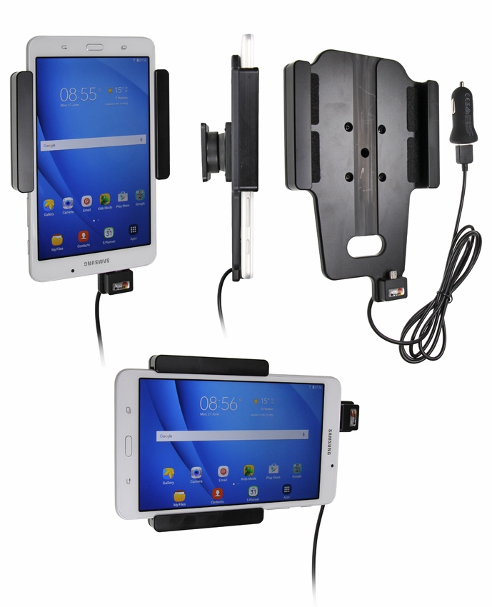 Brodit Aktiv holder med USB-kabel og cigaretadapter, Samsung Galaxy Tab A 7.0 (2016) SM-T280/SM-T285 