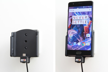 Brodit Aktiv holder med USB-kabel og cigaretadapter, OnePlus 3/3T