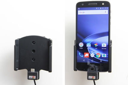 Brodit Aktiv holder med USB-kabel og cigaretadapter, Motorola Moto Z Force Droid 