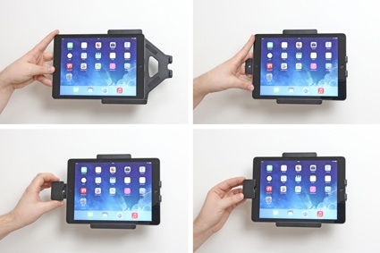 Brodit Holder med fjederlås, Apple iPad 5th Gen (A1822, A1823)/9.7 6th Gen (A1893, A1954)/9.7 New/Air (A1474, A1475, A1476)