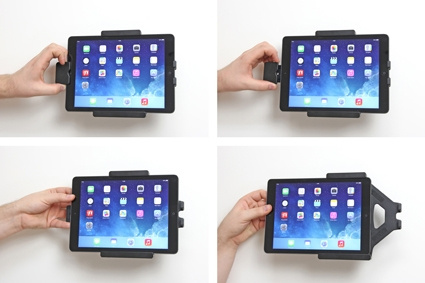 Brodit Holder med fjederlås, Apple iPad 5th Gen (A1822, A1823)/9.7 6th Gen (A1893, A1954)/9.7 New/Air (A1474, A1475, A1476)
