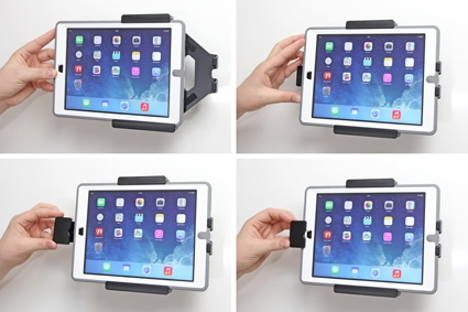 Brodit Holder med fjederlås, Apple iPad 5th Gen (A1822, A1823)/9.7 6th Gen (A1893, A1954)/9.7 New/Air (A1474, A1475, A1476)