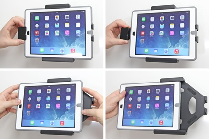 Brodit Holder med fjederlås, Apple iPad 5th Gen (A1822, A1823)/9.7 6th Gen (A1893, A1954)/9.7 New/Air (A1474, A1475, A1476)