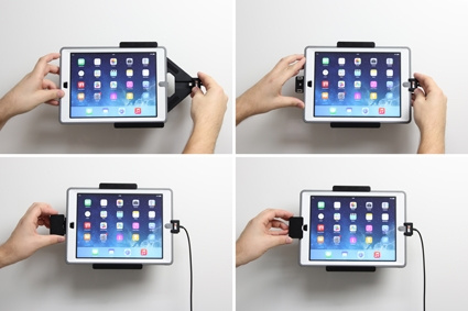 Brodit Holder med fjederlås, Apple iPad 5th Gen (A1822, A1823)/9.7 6th Gen (A1893, A1954)/9.7 New/Air (A1474, A1475, A1476)