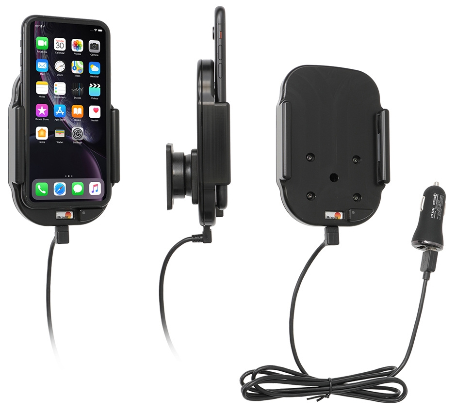 Brodit Qi trådløs aktiv mobilholder med billader, Apple iPhone 11