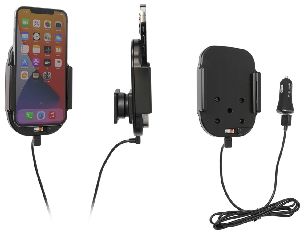 Brodit Qi trådløs aktiv mobilholder med billader, Apple iPhone 12 Pro Max
