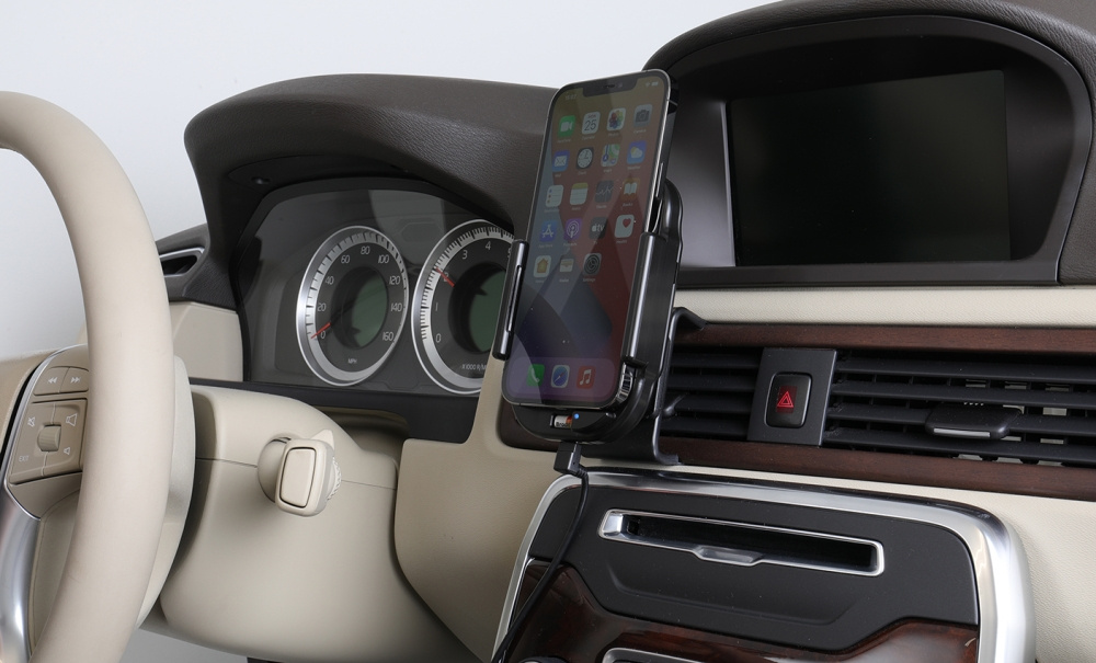 Brodit Qi trådløs aktiv mobilholder med billader, Apple iPhone 12 Pro Max