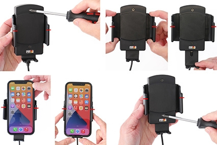 Brodit Qi trådløs aktiv holder til fast montering, Apple/Google/Huawei/Oppo/Samsung