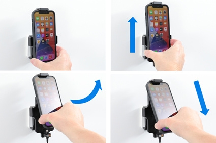 Brodit Aktiv holder med USB-kabel og cigaretadapter, Apple iPhone 11/12/12 Pro/13/13 Pro/XR