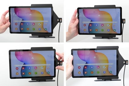 Brodit Aktiv holder med USB-kabel og cigaretadapter, Samsung Galaxy Tab S6 Lite SM-P610/SM-P615 