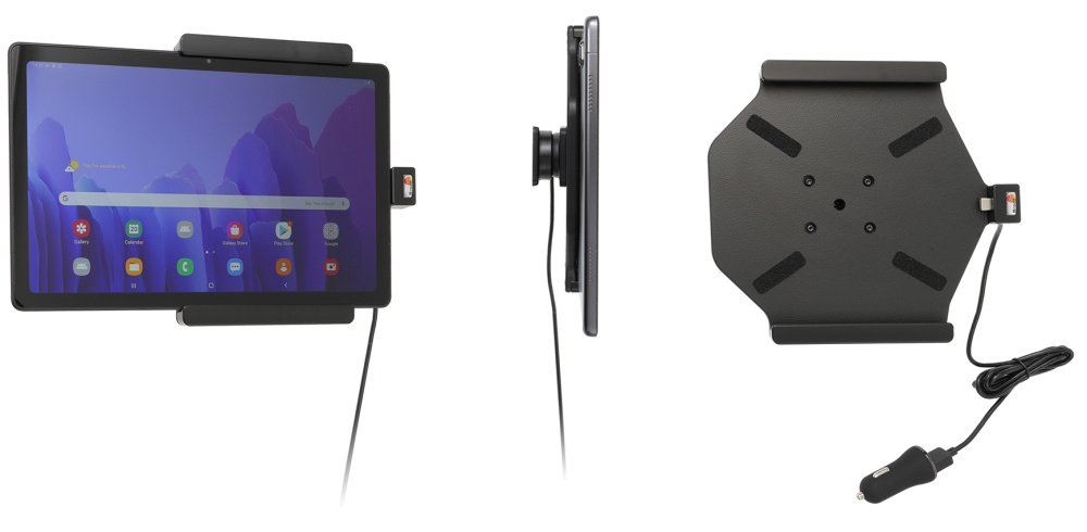 Brodit Aktiv holder med USB-kabel og cigaretadapter, Samsung Galaxy Tab A7 10.4 (2020) SM-T500/SM-T505 