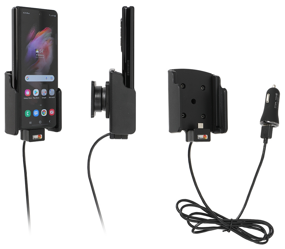 Brodit Aktiv holder med USB-kabel og cigarettadapter, Samsung Galaxy Z Fold3 5G 