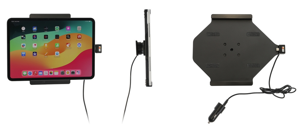 Brodit Aktiv holder med USB-kabel og cigaretadapter, Apple iPad Pro 11 2024 (A2836, A2837, A3006) 