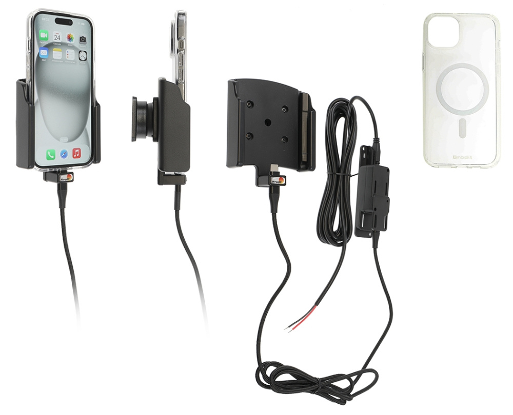 Brodit Mobilskal med Aktiv holder til fast installation, Apple iPhone 15 