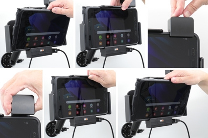 Brodit Holder med fjederlås, Samsung Galaxy Tab Active 2 SM-T390/SM-T395/3 SM-T570/SM-T575/5 SM-X300/SM-X306B