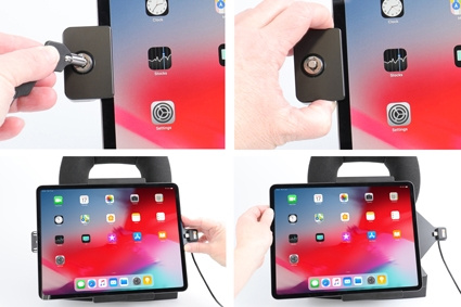 Brodit Holder med nøglelås, Apple iPad Air 13 2024  (A2898, A2899, A2900)/Air 13 2025 M3 (A3268, A3268, A2371)/Pro 12,9 2018 (A1876, A1895, A1983, A2014)/Pro 12.9 2020 (A2069, A2232, A2229)/Pro 12.9 5th Gen 2021 (A2378, A2379, A2461)/Pro 12.9 6th Gen 2022