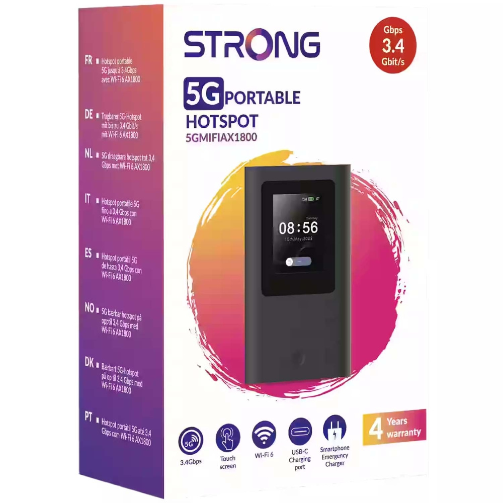 Strong 5GMIFIAX1800, bærbart 5G-hotspot med Wi-Fi 6
