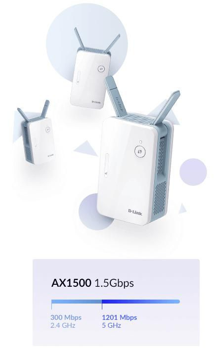 D-Link E15 AX1500 Mesh Range Extender, repeater för WiFi-nätverk