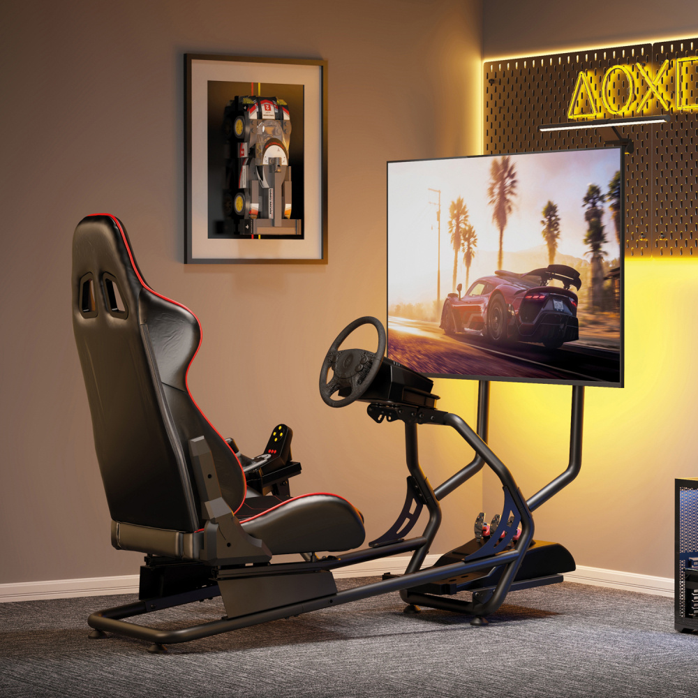 LogiLink Racing Cockpit, racer stol med skærmbeslag 32-50