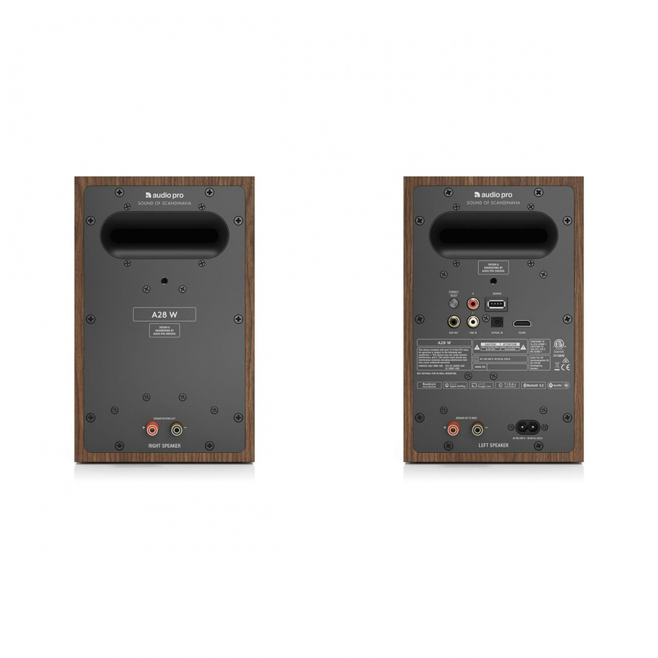 Audio Pro A28 W aktive standerhøjttalere med Wi-Fi, valnød
