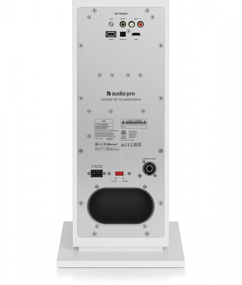 Audio Pro A48 aktiva golvhögtalare med Wi-Fi, vitt par