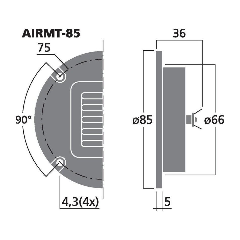 Monacor AIRMT-85, AMT-bånddiskant, 4 ohm