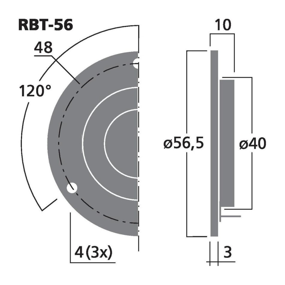Monacor RBT-56, kompakt bånddiskant, 4 ohm
