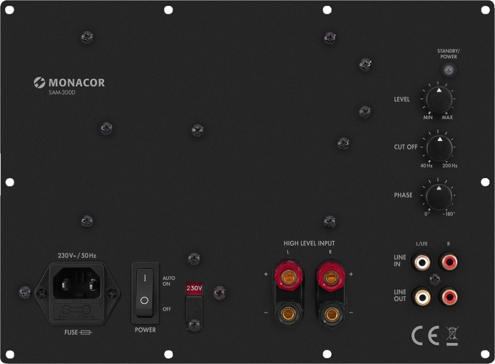 Monacor SAM-300D indbygningsforstærker til subwoofer