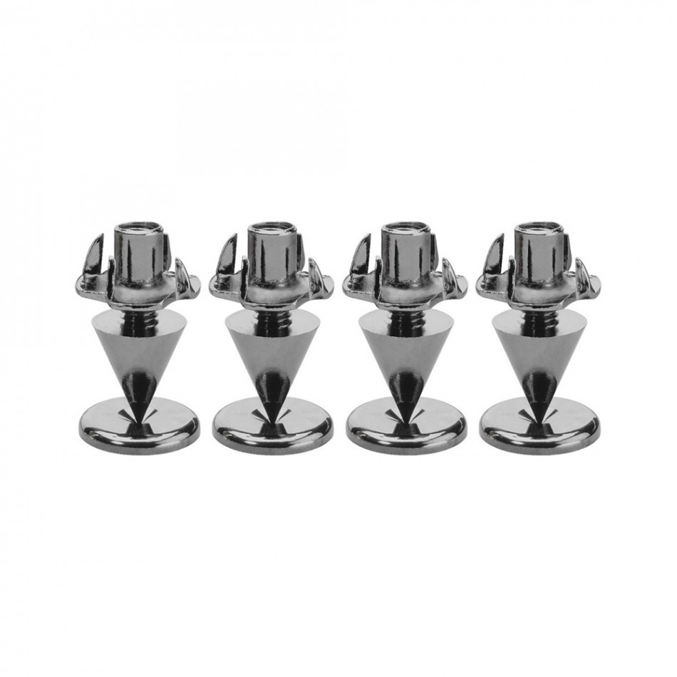 Monacor SPS10-Black Chrome højttalerspikes i metal, 4-pak
