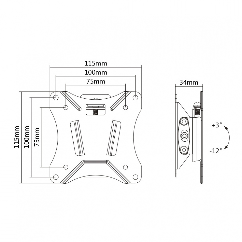 Deltaco ARM-0102 vipbart VESA-vægbeslag, styk