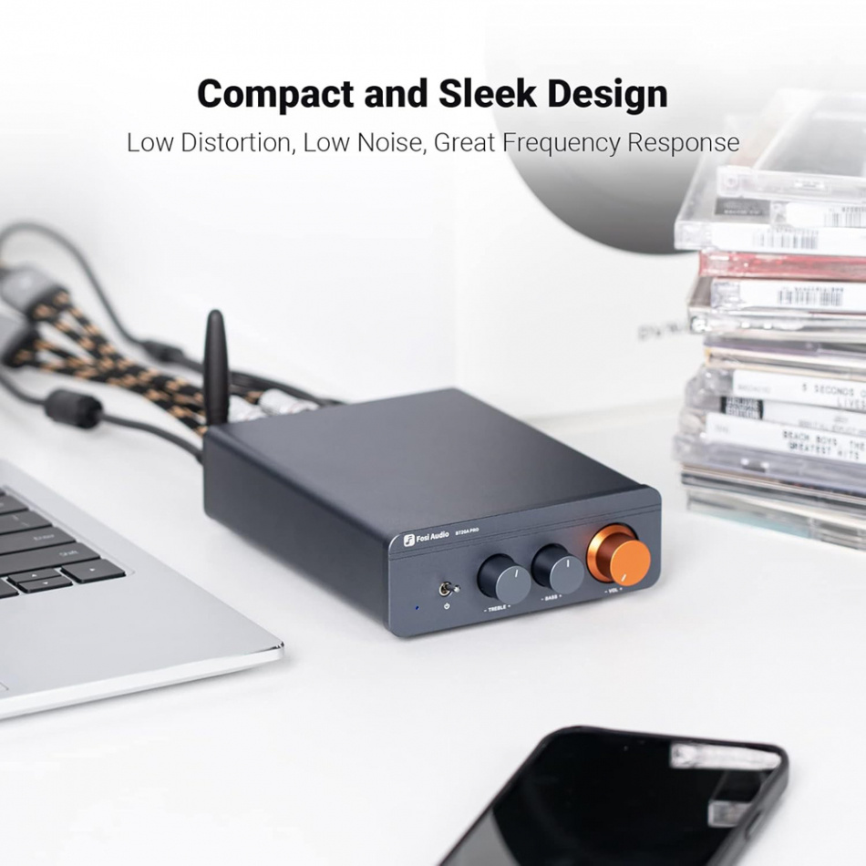 Fosi Audio BT20A PRO stereoforstærker med Bluetooth & 32V strømforsyning