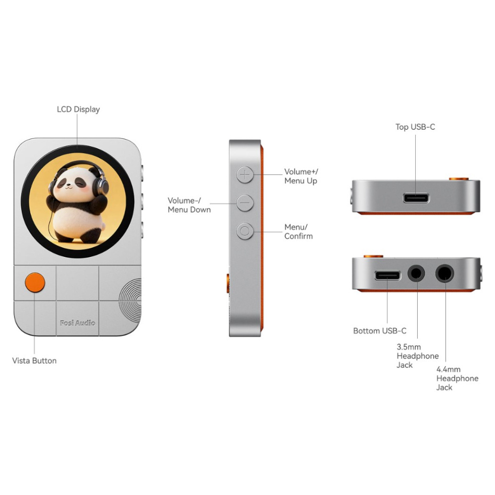 Fosi Audio MD3 bærbar magnetisk DAC/hovedtelefonforstærker, sort