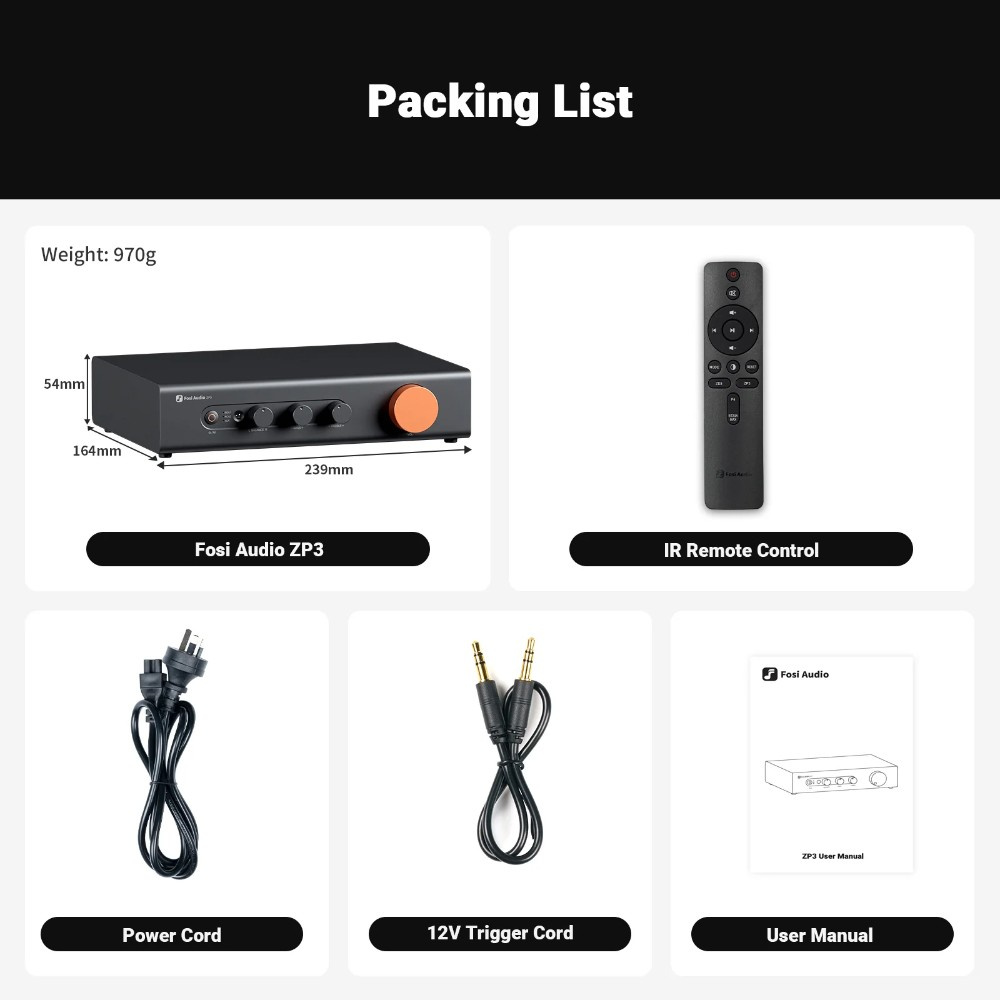 Fosi Audio ZP3 forforstærker med XLR