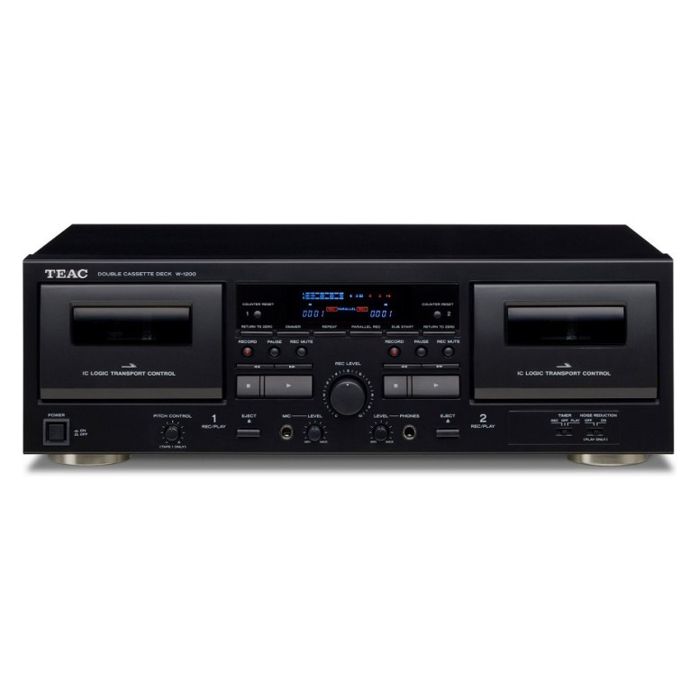 Teac W-1200 dobbelt kassettebåndoptager med digitalisering, sort
