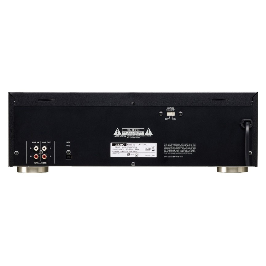 Teac W-1200 dobbelt kassettebåndoptager med digitalisering, sort