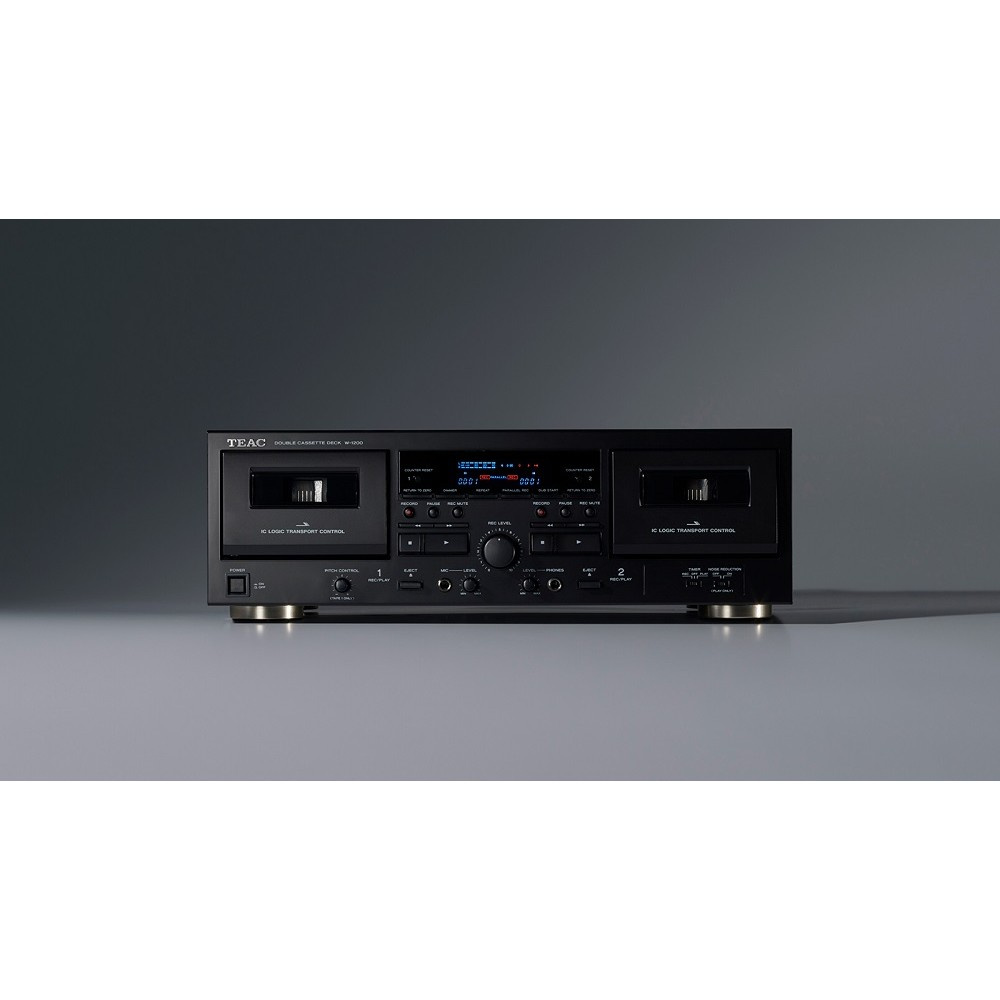 Teac W-1200 dobbelt kassettebåndoptager med digitalisering, sort