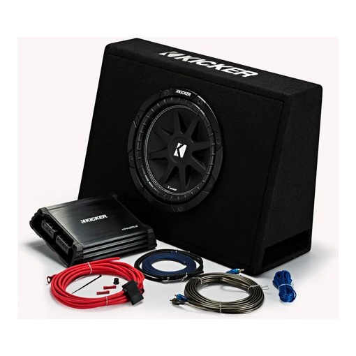 Kicker KickPack KKP210, baspakke med slank 10-tommers baskasse, sluttrin og kabler
