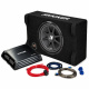 Kicker KickPack KKPDF212, baspakke med lukket, nedadvendt 12-tommers subwooferkabinet, forstærker og kabler Kicker KickPack KKPDF212, baspakke med lukket, nedadvendt 12-tommers subwooferkabinet, forstærker og kabler