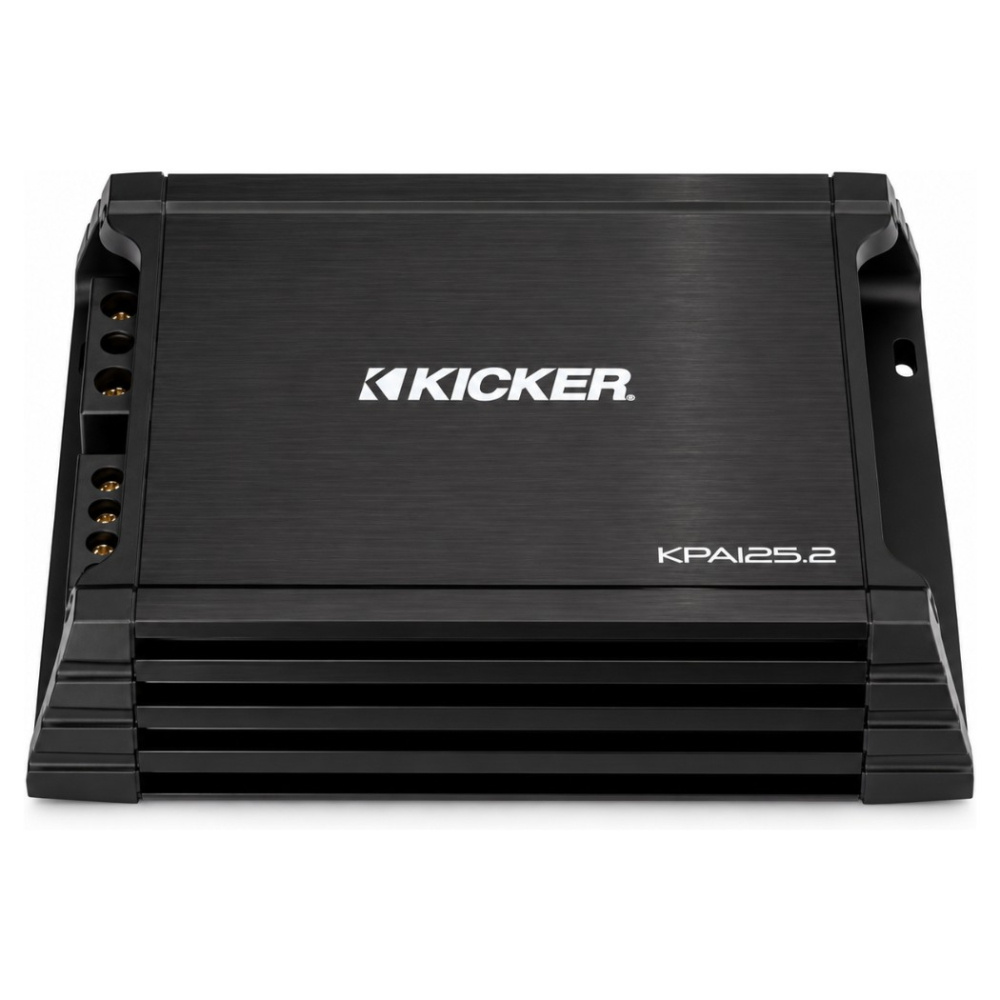 Kicker KickPack KKPDF212, baspakke med lukket, nedadvendt 12-tommers subwooferkabinet, forstærker og kabler