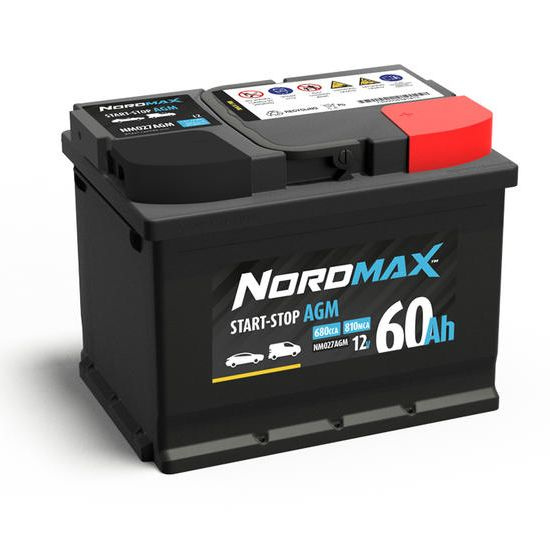 Nordmax AGM-batteri, 60Ah / 12V