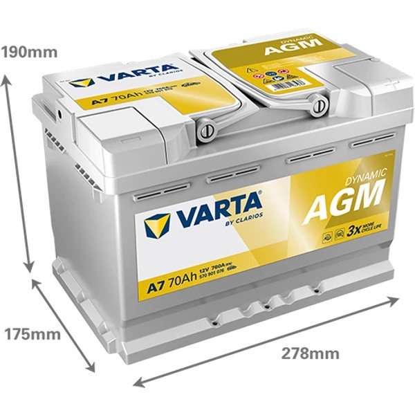 Varta Dynamic AGM 760A 70Ah, startbatteri