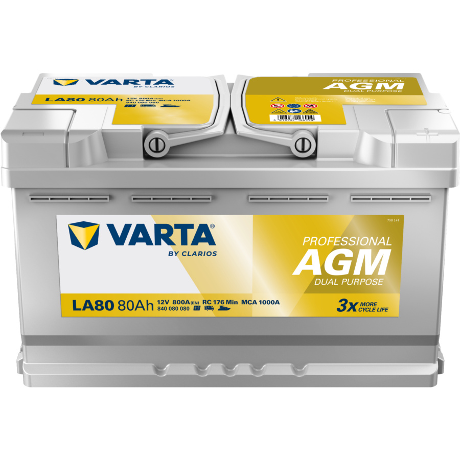 Varta LA80 Dual Purpose AGM 800A 80Ah, startbatteri