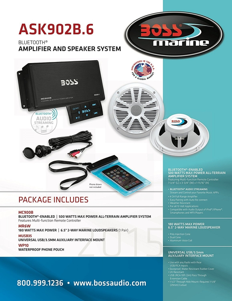 Marinpaket med förstärkare MC900B och 1 par MR6W högtalare