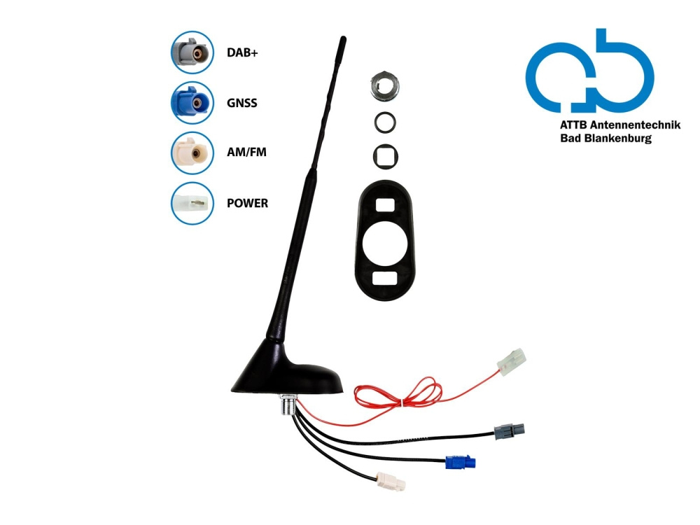 Tagantenne AM/FM DAB+ GNSS aktiv 12V